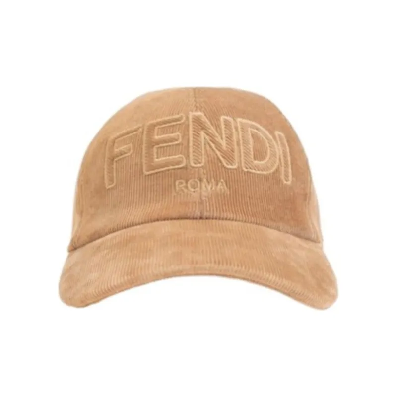 FENDI Logo Embroidered Corduroy Baseball Cap-0