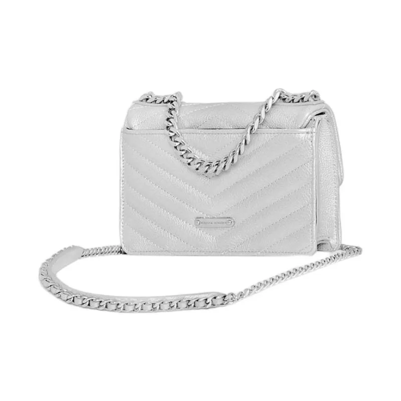 REBECCA MINKOFF Edie Genuine Leather Handbag Shoulder Bag Crossbody Bag Mini Women's Silver-1