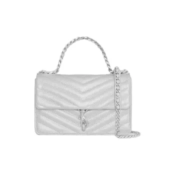 REBECCA MINKOFF Edie Genuine Leather Handbag Shoulder Bag Crossbody Bag Mini Women's Silver