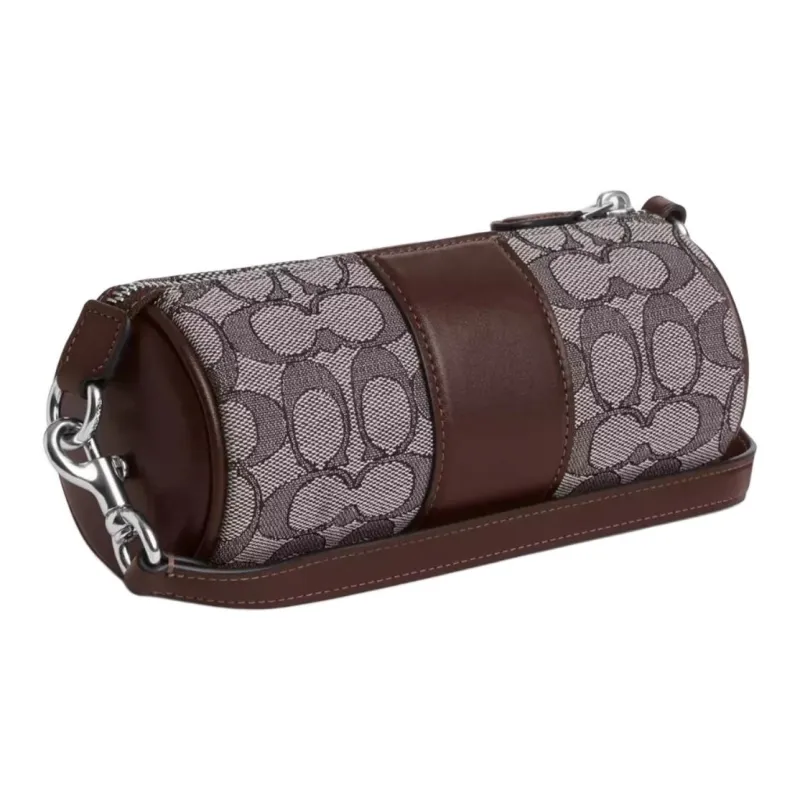 COACH Nolita Fabric With Leather Cylinder Bag One Shoulder Handbags Small Size Women's Dark Coffee-1