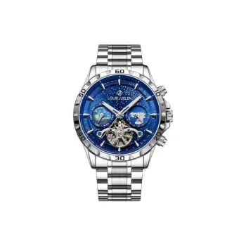 LOUIE JUELEN Automatic Mechanical Movement Stainless Steel Watchband Watch Men's Watches Black Dial
