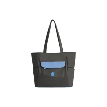 Art Traces Nylon Handbag, Shoulder Bag Large Size Women's Tile Gray/Matte Almond