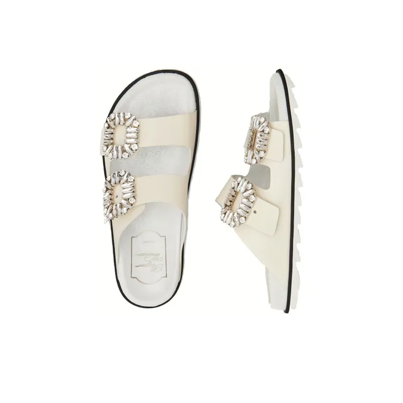 Roger Vivier Slidy Viv' Buckle Open Toe Mules Women's-3