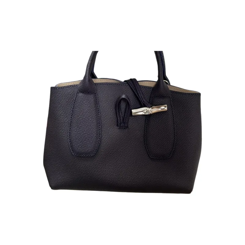 LONGCHAMP Roseau Pebbled Cow Leather Crossbody One Shoulder Handbags Small Size Women's Dark Purple-0
