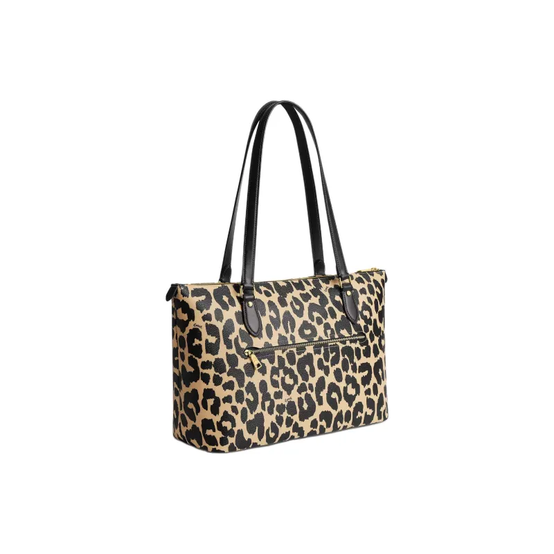 COACH Gallery Coated Canvas Tote Bag Shopping Bag Shoulder Bag Handbag Large Size Women's Leopard Print Multicolor-1