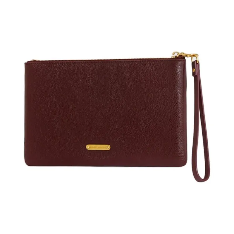 REBECCA MINKOFF Genuine Leather Clutch Large Size Women's Dark Brown-1