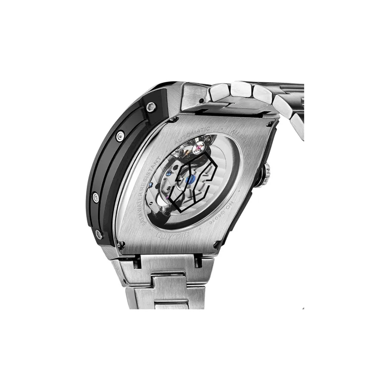 GELATU Mechanical Movement Stainless Steel Watchband Watch Men Black Dial-2