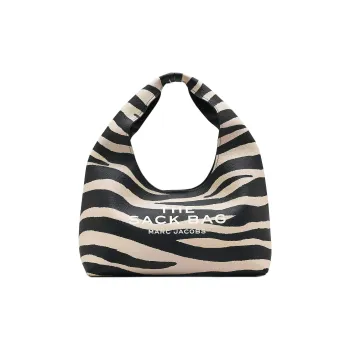 MARC JACOBS Grain Leather One Shoulder Handbag Women's Black & White