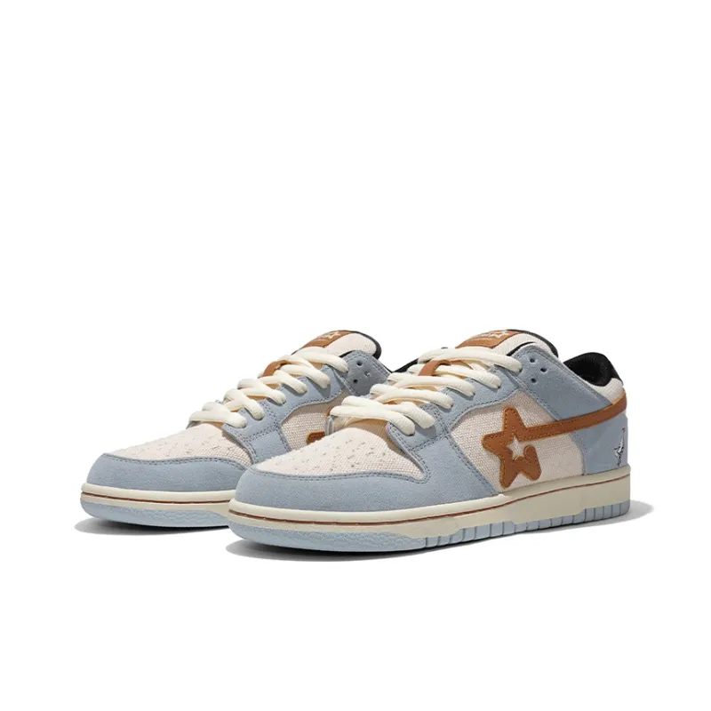 RIPSTAR SKBD Low Maxes-Ranch Anti-Slip Wear-Resistant Low-Top Skateboard Shoes Unisex Blue Beige-2