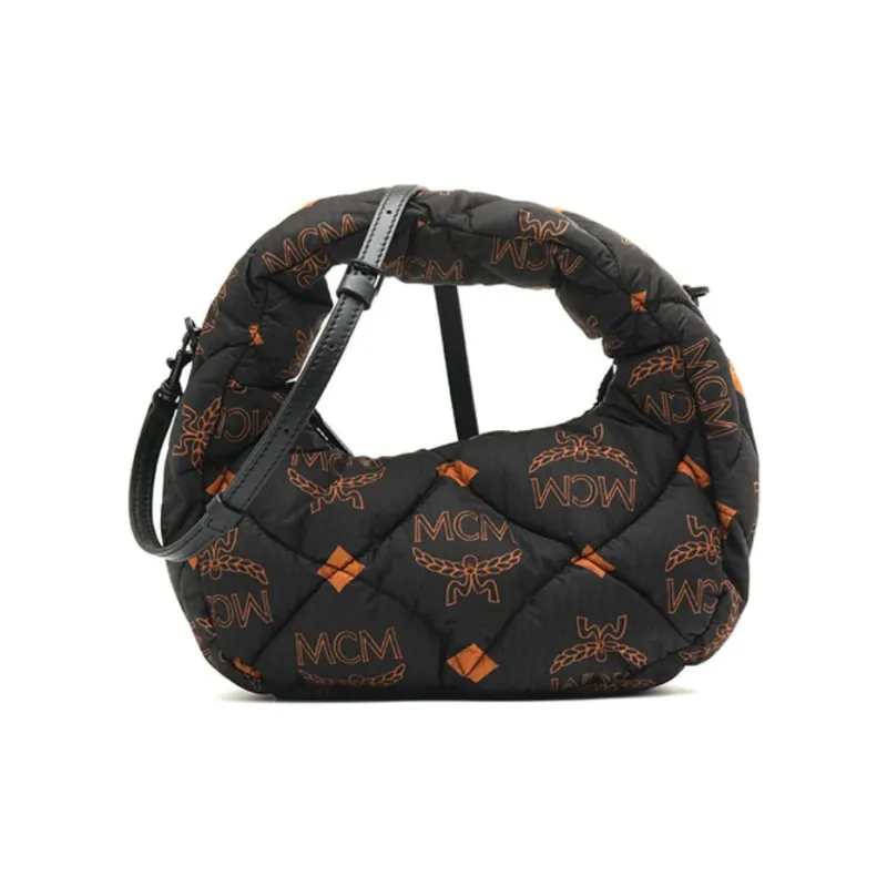 MCM Nylon Hobo Shoulder Bag, Crossbody Handbag Mini Women's Black-0