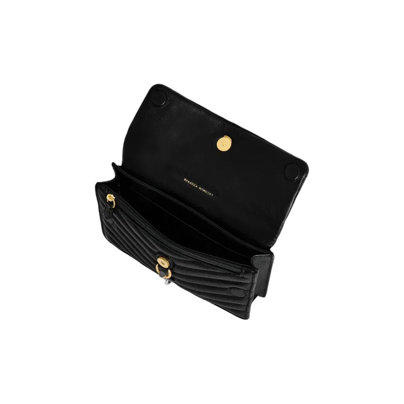 REBECCA MINKOFF Edie Genuine Leather Handbag Shoulder Bag Crossbody Bag Mini Women's Black-2