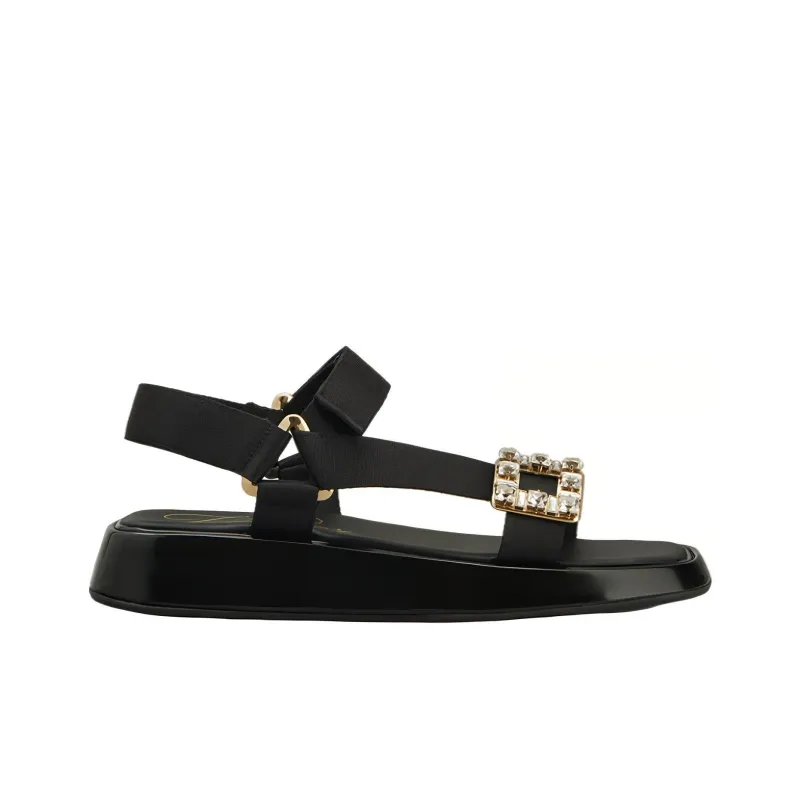 Roger Vivier Vivier Slide Trekky Strap Sandals Women's Black-1
