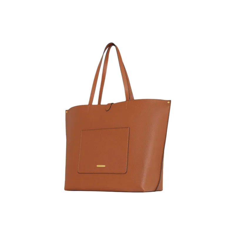 REBECCA MINKOFF Genuine Leather Tote Bag Shopping Bag Handbag Large Size Women's Caramel-1