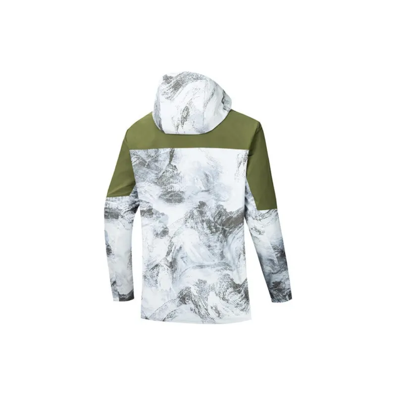 Anta Outdoor Collection Breathable Windbreaker Jacket Men Papyrus White/Full Coverage Print/Spiral Turquoise-1