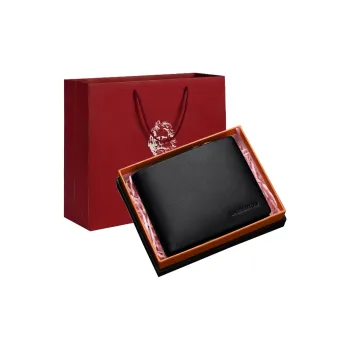 Old Man's Head Cow Leather Wallet Men Black