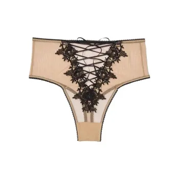 Victoria's Secret Underpants Women's 1 Pack Embroidered Black Hook Flower