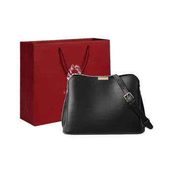 Old Man's Head Cow Leather Shoulder Bag Regular Women's Black