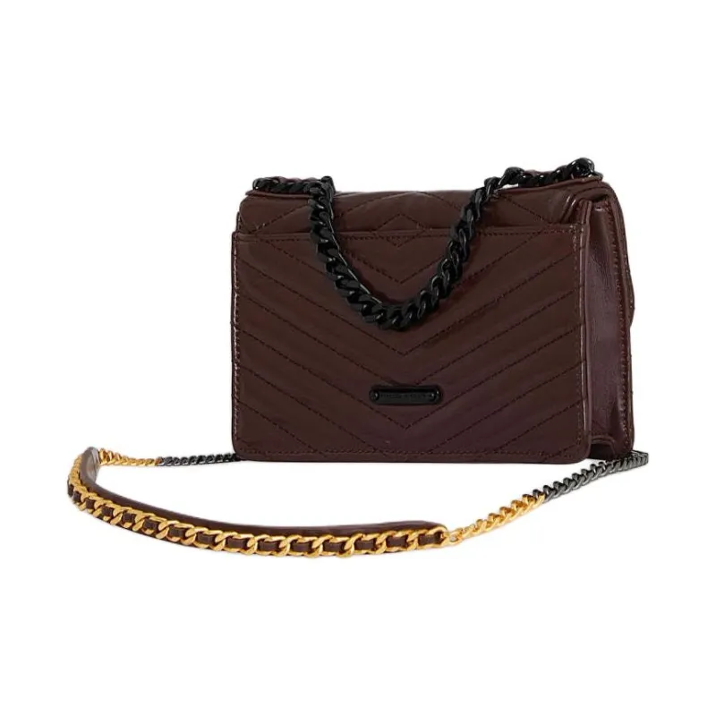 REBECCA MINKOFF Edie Genuine Leather Shoulder Bag Crossbody Bag Mini Women's Dark Brown-1