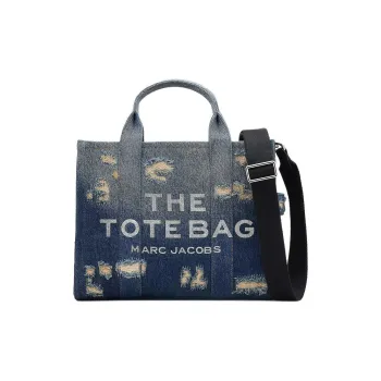 MARC JACOBS Cotton And Denim Tote Bag Shopping Bag Shoulder Bag Crossbody Bag Handbag Medium Size Women's Blue