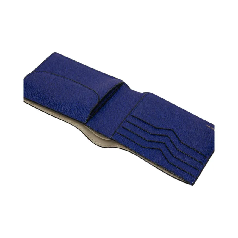 Valextra Millepunte Calfskin Wallet Coin Purse Men Royal Blue-3
