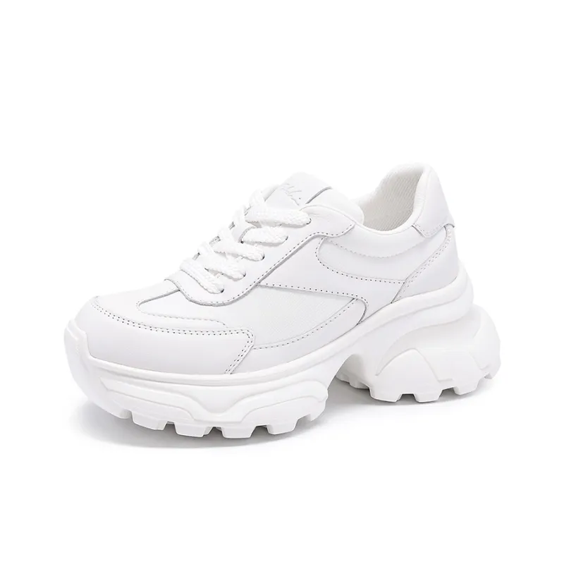 Satchi Anti Slip And Wear Resistant Lightweight Low Top Chunky Sneakers Women's White-1