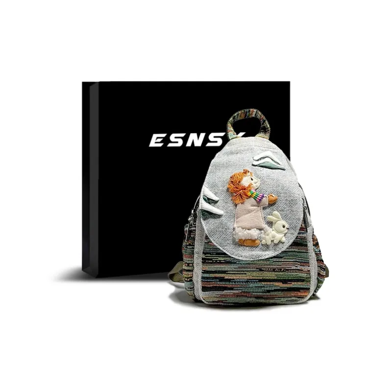 ESNSY Linen Backpack Regular Women's Image Color-0