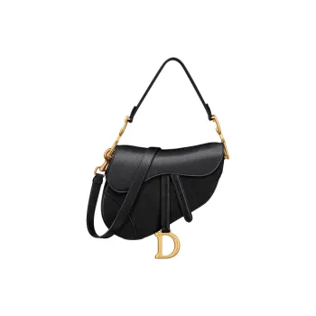 DIOR Saddle Goatskin Saddle Bag Shoulder Bag Crossbody Bag Handbag Women's Black