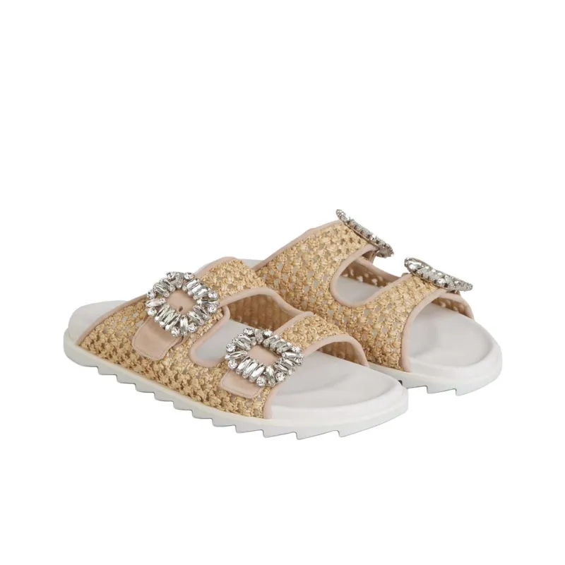 Roger Vivier Slidy Viv' Strass Raffia Sandals-2