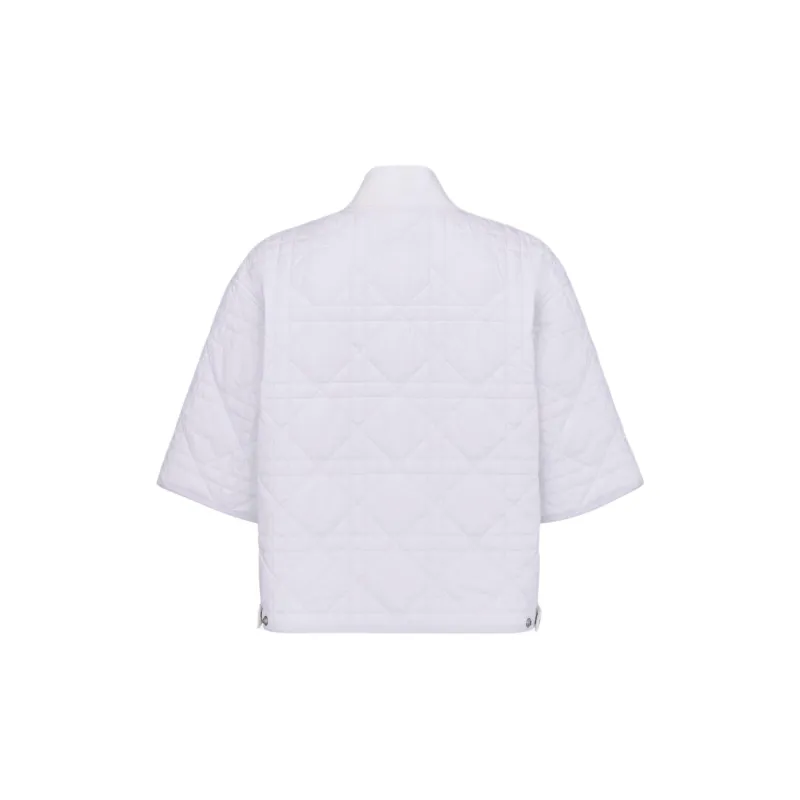 DIOR Large Cannage Pattern Short Sleeved Navy Coat Jackets Coats Women's White-1