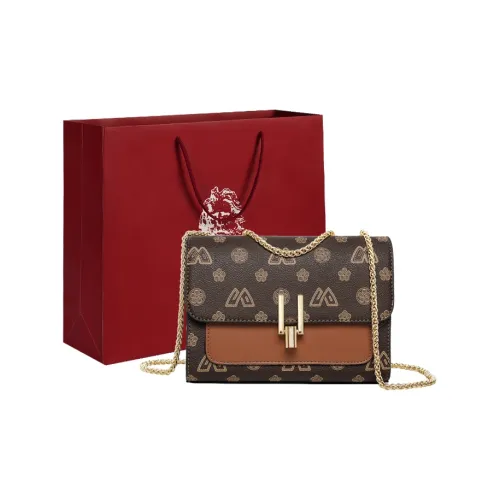 Old Man's Head Synthetic Leather Crossbody Bag Shoulder Bag Small Square Bag Small Size Women's Coffee
