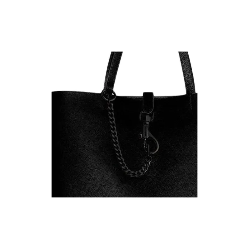 REBECCA MINKOFF Genuine Leather Tote Bag Shopping Bag Handbag Large Size Women's Black-3