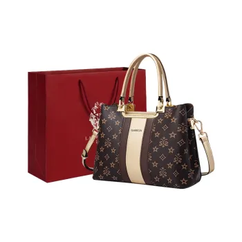 Old Man's Head Pvc One Shoulder Handbags Large Size Women's Coffee