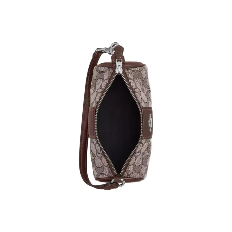 COACH Nolita Fabric With Leather Cylinder Bag One Shoulder Handbags Small Size Women's Dark Coffee-2
