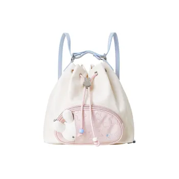 Miffy Synthetic Leather Backpack On The Shoulder Women's Ecru/Blue
