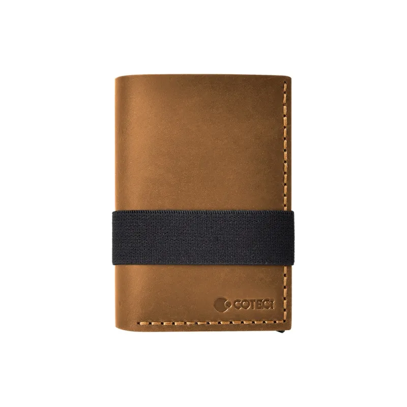 COTECi Top Grain Cow Leather & Aluminum Alloy Card Holder Small Size Unisex Black/Brown/Coffee-5
