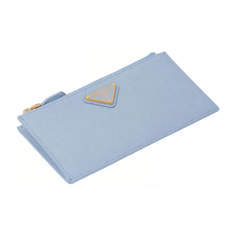 PRADA Saffiano Leather Card Holder Women's Light Blue-3