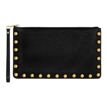 REBECCA MINKOFF Genuine Leather Clutch Large Size Women's Black