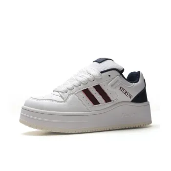 STUR YSN Wear resistant And Lightweight Low Top Skateboard Shoes Unisex White Burgundy