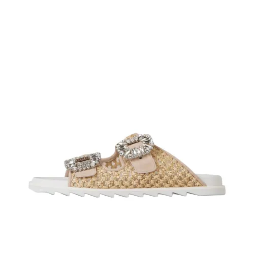 Roger Vivier Slidy Viv' Strass Raffia Sandals