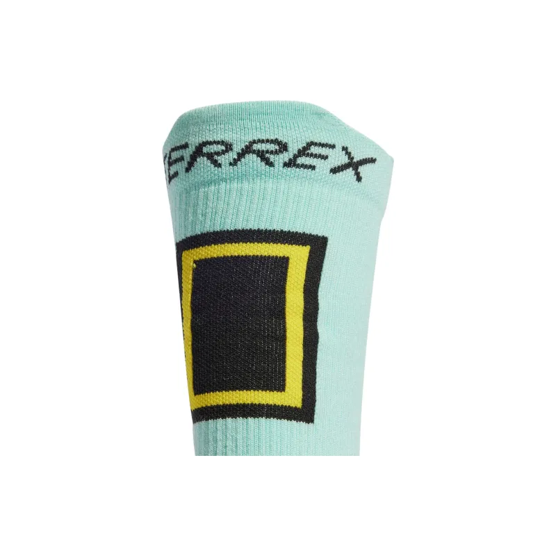 Adidas National Geographic Co branded Section NATIONAL GEOGRAPHIC SOCKS Mid Calf Socks Unisex 1 Pack Light Cyan/Black-1