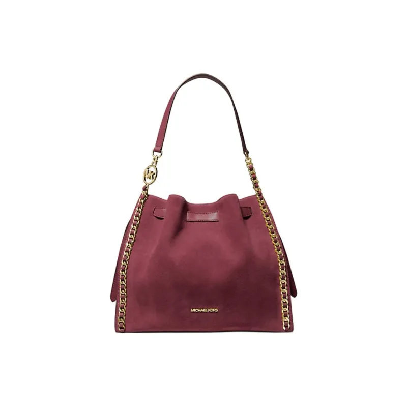 MICHAEL KORS Mina Suede Portable Bucket Bag Shoulder Bag Women's Ox Blood Color-0
