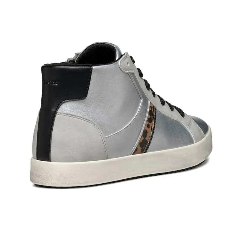 GEOX High Top Skateboard Shoes Women's Silver-4