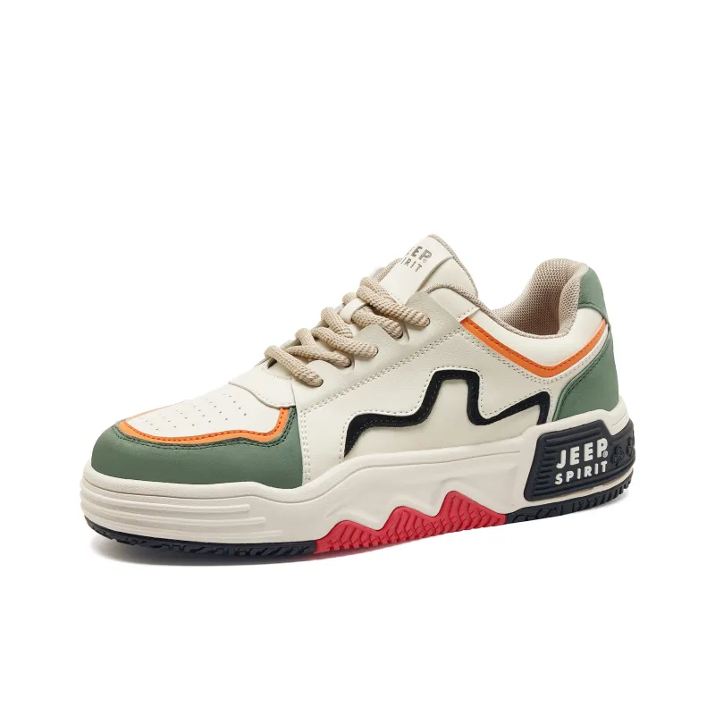 JEEP SPIRIT Anti Slip Wear Resistant Breathable Height Increasing Low Top Casual Skateboard Shoes Unisex Light Sandy-2