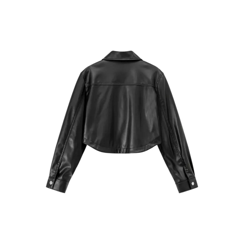 CHUU Leather Jacket Women's Black-1