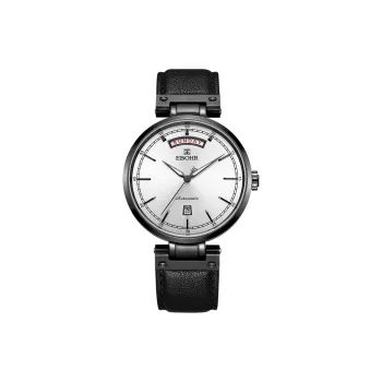EBOHR Mechanical Movement Cowhide Strap Watch Men White Dial