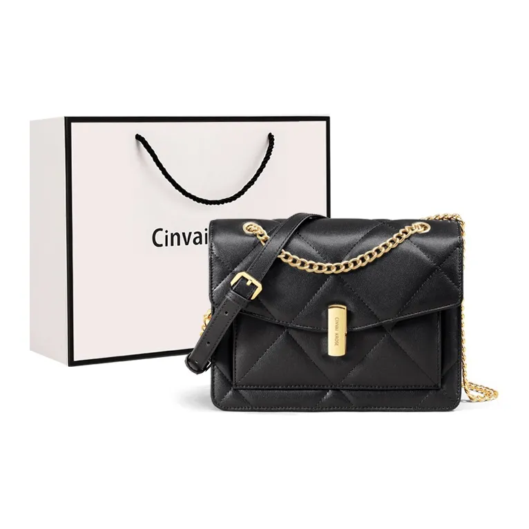 CinvaiKrose Cow Leather With Synthetic Leather Shoulder Bag, Crossbody Bag Women's White/Black-7