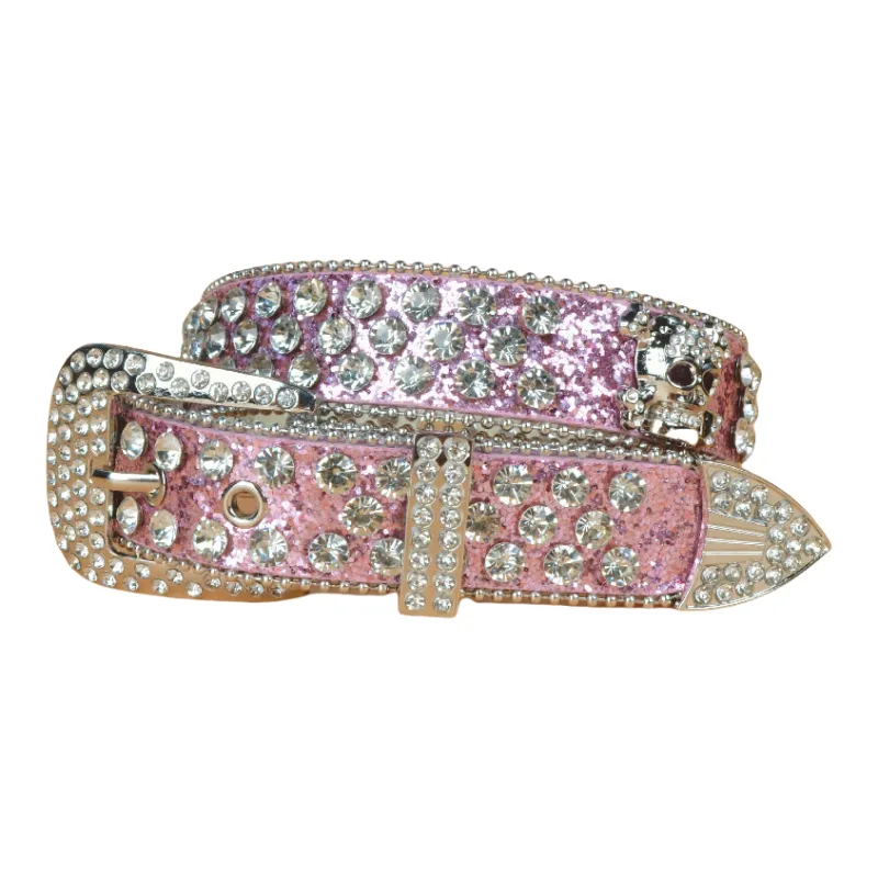Emperor Penguin PU Rhinestone Leather Belts Women's 3.3CM-6