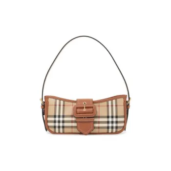 Burberry Calfskin Handbag Shoulder Bag Women's Brown