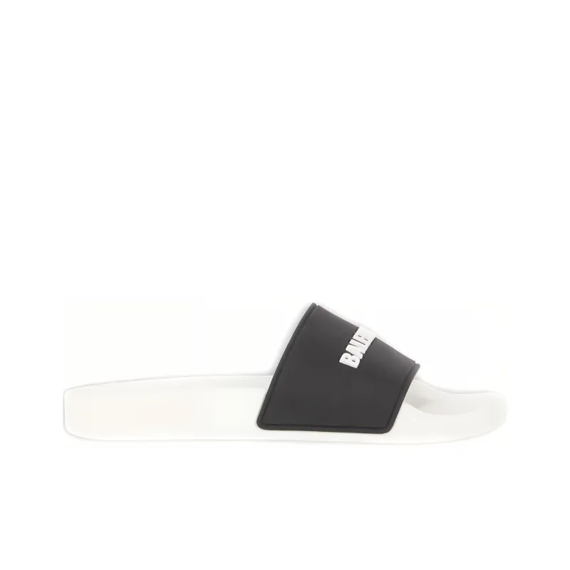 Balenciaga Pool Slides Logo White Black Alternate-1