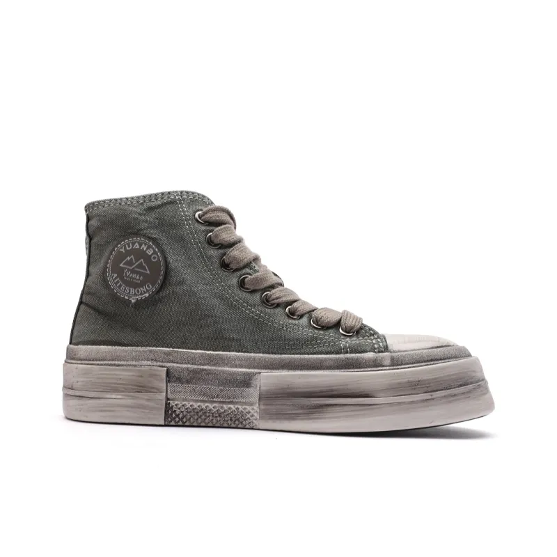 Mengsai Breathable Slip Resistant High Top Canvas Shoes Unisex Army Green-1